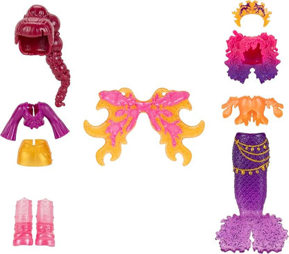Royale High 3” Fire Mermaid Fashion Doll - 1 Figure with 9 Fashion Accessories - Virtual Item Code Included - Series 3 - Ages 5+