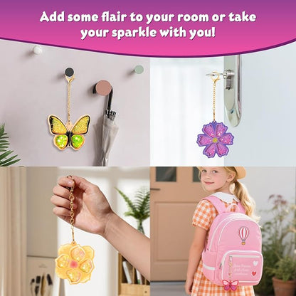 Shake-its Glitter Craft Kits, DIY Art Kit for Kids - Fun Shake Art Supplies, Creative Arts and Crafts Activity Gifts for Girls & Boys Ages 4 5 6 7 8 9 (Flowers & Butterflies)