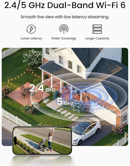 REOLINK Security Cameras Wireless Outdoor, 3K 5MP Dual-Band WiFi 6, Person/Vehicle/Animal Smart AI Detection, IP67, Local Storage, Smart Alerts, No Subscription, Home Hub Mini with 4X Argus Solar