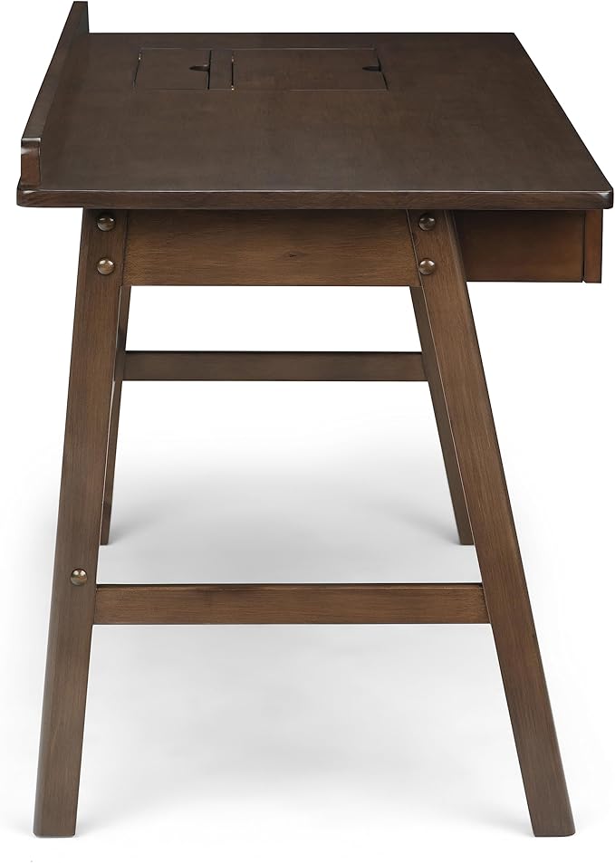 SIMPLIHOME Rylie SOLID WOOD 60 inch Wide Home Office Desk, Writing Table, Workstation, Study Table Furniture in Natural Aged Brown with 3 Drawers
