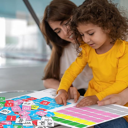 Ireer 1 Set Phonics Magnetic Letter Tiles Set Spelling Reading Games Board Manipulative Phonemic Awareness Sentence Building Alphabet ABC Fridge Magnets Homeschool Classroom Learning Activity