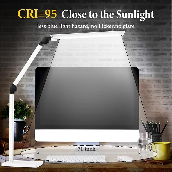 LED Desk Lamp with USB Charging Ports,Creative Touch Reading Light, with Memory Dual Light and Adjustable Swing Arm,15W 4 CCT Eye-Care Modes & 4 Brightness Levels Table Lamp for Home Office-White