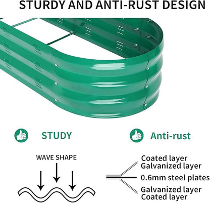GADI Raised Garden Bed Kit for Vegetables Flower Galvanized Metal Planter Boxs Designed for Easy DIY and Cleaning Not Twist Or Rot (Green)