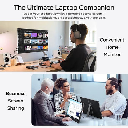 MNN 17.3" QHD 165Hz USB-C HDMI Gaming Monitor | 17.3" QHD 165Hz IPS 100% sRGB, USB-C/HDMI, kickstand, slim metal, travel gaming for PC/Phone/PS5/Xbox.