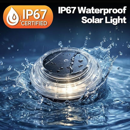 Solar Driveway Lights 12 Pack, Solar Deck Lights Outdoor IP67 Waterproof, 6000K Cool White Solar Ground Lights Landscape Path Lighting for Step Sidewalk Stair Garden Ground Pathway Yard