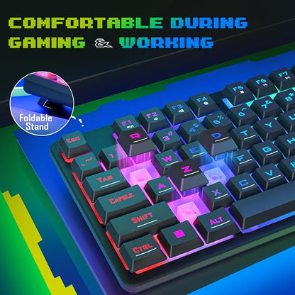 Redragon Updated S107 Gaming Keyboard and Mouse, RGB Gaming Keyboard and 10000 DPI Mouse Combo with 25-Key Anti-Ghosting, 1K Hz Programmable Mice with Software, Plug & Play to PC, Laptop [Upgrade]