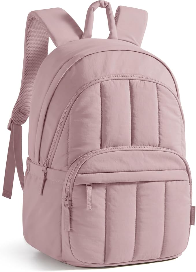 BAGSMART College Laptop Backpack,Cute Travel Backpack for Women,Quilted Computer Bookbag
