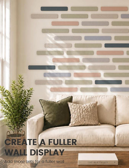 Fluxynara 13" x 2" Felt Wall Panels, Heather Grey | 8-Pack Includes 50 Push Pins and Adhesive Tabs for Photos, Notes and Decor in Bedroom Doors, Home Office or Studios