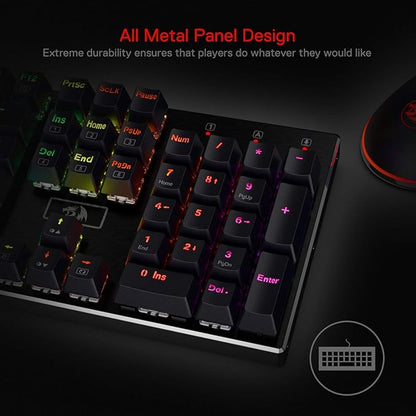 Redragon K556 Wired RGB Mechanical Gaming Keyboard, 104-Key Aluminum Board | Rock-Solid Metal Build, 20 Backlits Immersive ESports Vibe, Hot-swap Comfortable Tactile Brown Switch for Long-Time Typing