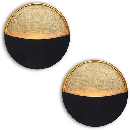 Black Wall Candle Holder Set of 2 with Gold Leaf Interior, Metal Wall Candle Sconces, Vintage Style Wall Decor for Living Room, Bedroom, and Dining Room