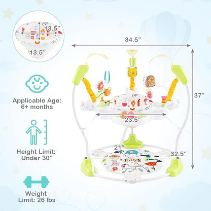 HONEY JOY Baby Bouncer Activity Center, Infant Jumper and Table w/ 360° Rotary Seat, 3 Adjustable Heights, Mat, Music, Lights, Sounds & Developmental Toys, Activity Center for Babies (Yellow)