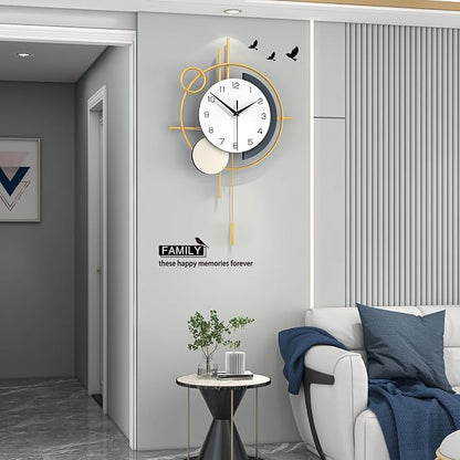 Large Wall Clocks for Living Room Decor Modern Wall Clock Battery Operated Silent Non-Ticking for Bedroom Office Kitchen Home Decoration Gold Metal Unique Wall Watch Clock 17.7x27.3in