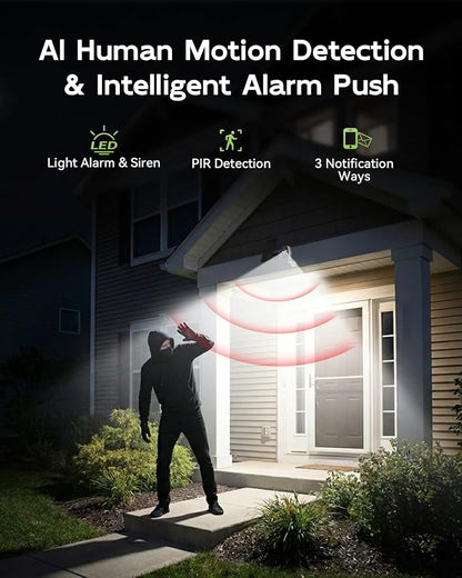 4-Pack 2K 5G Solar Security Cameras Wireless Outdoor for Home | Solar-Powered Camera for Home with Full Color Night Vision, PIR Detection, IP66/Alexa/2 Way Talk,5G/2.4GHz WiFi