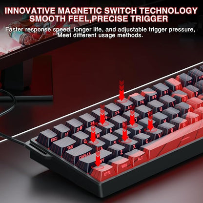AULA WIN60 HE MAX - 60% Mechanical Gaming Keyboard Wired, Hall Effect Magnetic Switches Hot Swappable, Adjustable Actuation Rapid Trigger Mode, 8000 Hz Polling Rate, 60 Percent Keyboard Compact Design