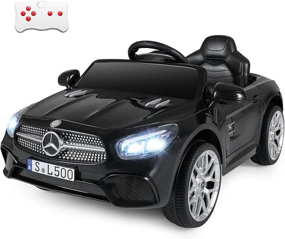 Costzon Ride On Car, 12V Licensed Mercedes Benz Electric Vehicles with Parent Remote Control, LED Headlights, Music & Wireless Connection, Kids Car for Boys Girls Aged 3-8 (SL500,Black)