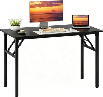 Need Office Computer Desk 47.2x23.6 in Sturdy Folding Laptop Table Black | Black Frame Writing Gaming Work Table/Foldable Home Office Desk/Sewing Table, No Assembly Required