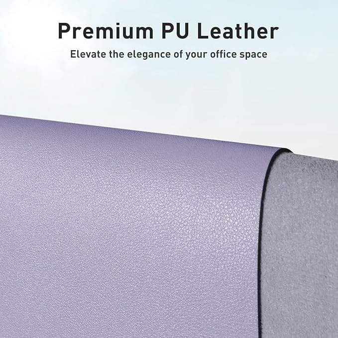 Aothia Leather Desk Pad - Protector and Blotter, Mouse Pad and Office Mat, Non-Slip PU Leather Laptop Desk Pad, Waterproof Writing Pad for Office and Home (36" x 17", Lavender)