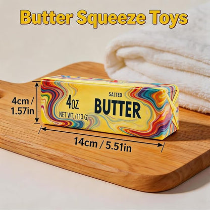 Butter Squeeze Toy 2PCS, Slow Rising Dumpling Squishy Butter Sensory Stress Relief Squishies Soft & Stretchy Fidget Toys for Anxiety Relief Party Favors (Rainbow C)