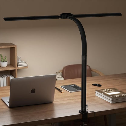Led Desk Lamp with USB Charging Port Architect Task Dual Lamps for Home Office with Atmosphere Lighting, 24W Ultra Bright Modern Flexible Gooseneck Tall Table Light 5 Color Modes for Drafting Reading