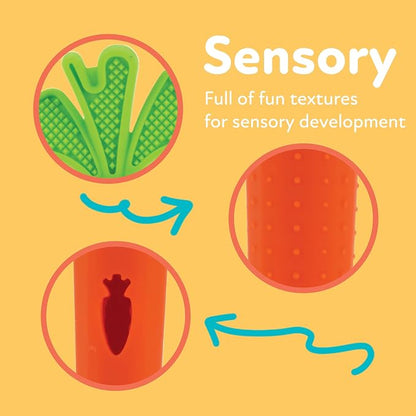 Nuby Silicone Carrot Tube Teether and Messaging Infant Teether - (2-Pack) Baby Teething Toy - 3+ Months