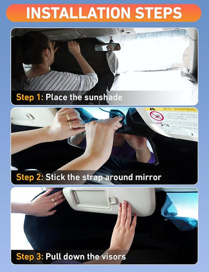 EcoNour Windshield Sunshade Compatible for Nissan Sentra 2007-2010 2011 2012, Sun Visor for Front Windshield & Window Sun Shade Cover, UV Heat Blocker & Protector, Car Accessories