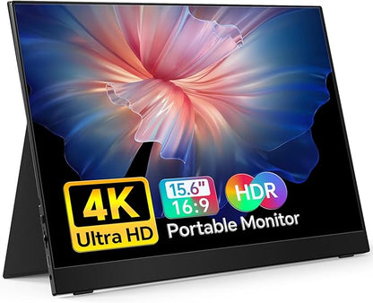 MNN 4K Portable Monitor 15.6" 3840x2160 UHD USB-C HDMI Laptop Monitor, 100% Adobe RGB IPS Computer Gaming Display HDR w/Speakers & Smart Cover,for Laptop Xbox PS5 Switch PC Phone | 15.6" 4K UHD IPS 100% Adobe RGB HDR, USB-C/HDMI, speakers+smart cover, ...