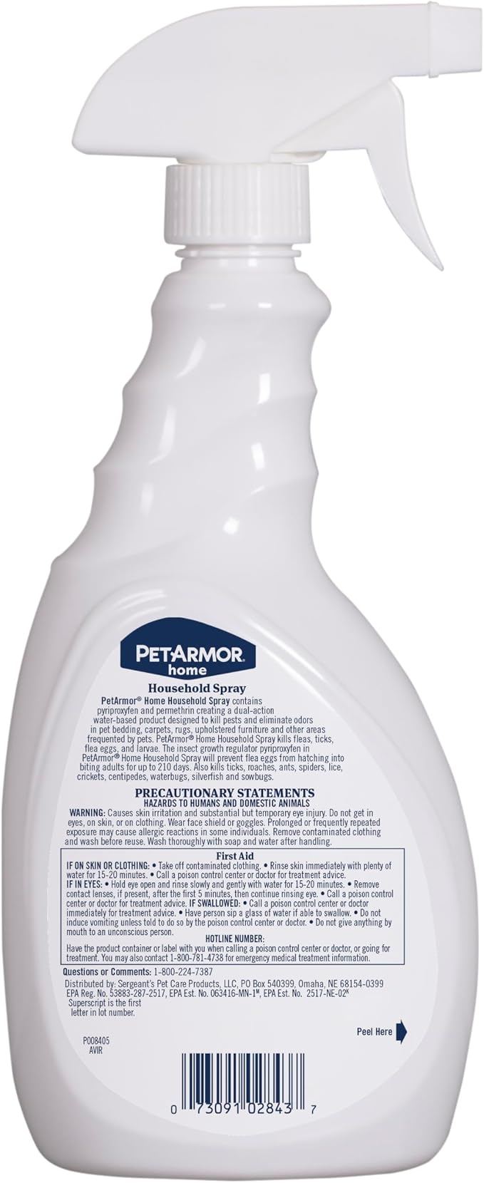 PETARMOR Home Household Spray for Fleas and Ticks, Flea Treatment for Home, Prevents Flea and Tick Re-Infestations for Cats and Dogs, Treats Carpet, Furniture, and More, 24 Ounce