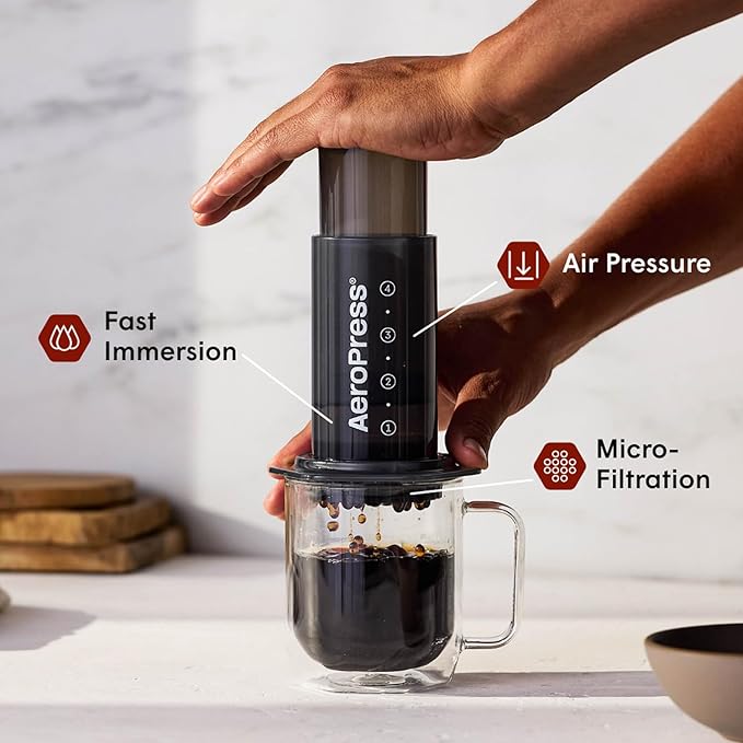 AeroPress Original Coffee Press, French Press, Pour-Over & Espresso Style | All-in-One Manual Coffee Maker, 2-Minute Brew, Less Bitterness, More Flavor, Portable, Travel & Camping