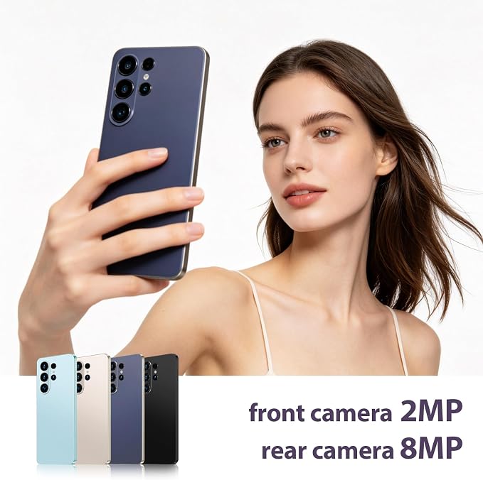 Unlock Phone, 4G Network Android Phone, 6.3-inch Screen, 2GB RAM+16GB ROM/TF 128GB, Dual SIM Cards, Dual Cameras, Suitable for Novice Users (Cyan)