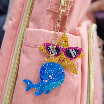 Labeol Arts and Crafts for Kids Ages 8-12 - Creat Your Own GEM Keychains-5D Diamond Art by Numbers GEM Art Kits for Kids Girls Toddler Crafts Age 6-7 6-8 10-12 (Ocean)