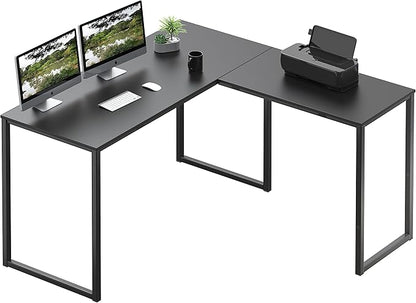 SHW Mission 48 x 48 L-Shape Home Office Computer Desk, Black | Reversible Desktop Design