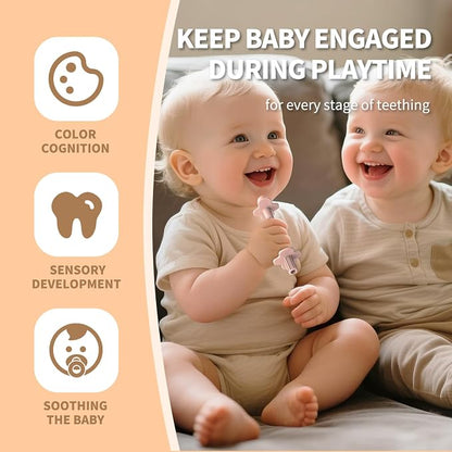 6pk Baby Teether Straws Silicone Teething Tube Stick Toy for 0-12M | Shielded Tube Teethers Sensory Toys, Soothing Infant Teething Straws, Hollow Textured Chew Sticks for Toddlers Relief