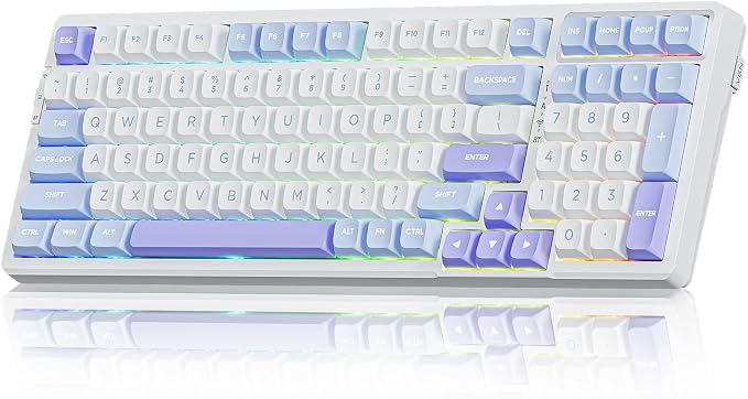 VGN V98ProV3 Gaming Keyboard, Tri-Mode Wireless Custom Mechanical Keyboard | Hot Swappable Gasket Keyboard , Bluetooth 2.4G USB-C, RGB Backlit Computer Keyboards for PC Mac, Pre-lubed Cow Switch, Purple