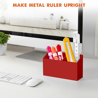 BEYGORM Magnetic Dry Erase Marker Holder for Whiteboard & Refrigerator | Non-slip Acrylic Pen Holder for Classroom, Fridge Magnet, Locker Organizer Accessories, Teacher & School Supplies(Red)