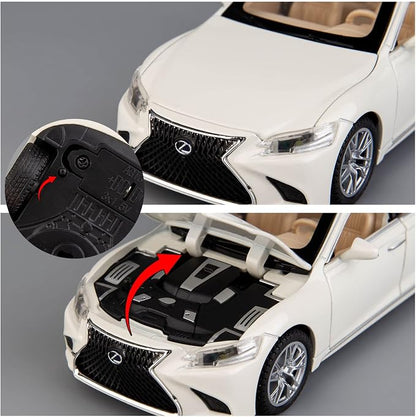 BDTCTK 1/32 Compatible for Lexus Ls500h Model Car, Zinc Alloy Pull Back Toy car with Sound and Light for Kids Boy Girl Gift(White)