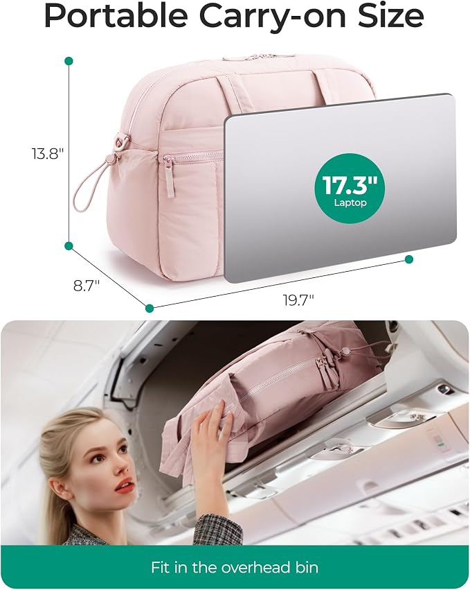 BAGSMART Duffle Bag for Travel, Gym Bag for Women, Weekender Carry on Bag | PVC Wet Pocket, Airline Approved Personal Carry-on Size, Fits Under-seat, One Bag for Gym, Travel, Hospital, Overnight