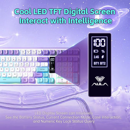 Aula S99pro V2 Full Size Gaming Keyboard,Wireless Creamy Membrane Keyboard | Tri-Mode Bluetooth/2.4GHz/USB-C,16.8mil RGB Backlit,Media Digital Screen,4000mAh Computer Wireless Keyboard with Number Pad