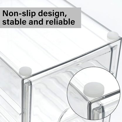 Prsildan 17 Drawers Teacher Toolbox Office Supply Organizer, Set of 4 | Clear Acrylic, Pull Out, Craft Desk Art Supply Accessories Vanity Countertop Bathroom Kitchen Cabinet Makeup Storage