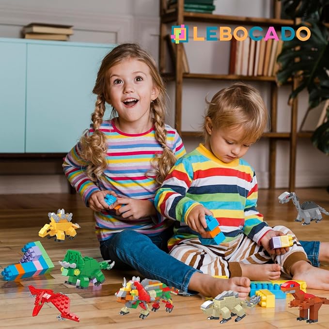 Mini Building Block Sets,12 Pack Dinosaur Toys Building Blocks, 6 in 1 STEM Toys Eggs Building Sets, Party Favors for Kids Goodie Bags Prizes Birthday