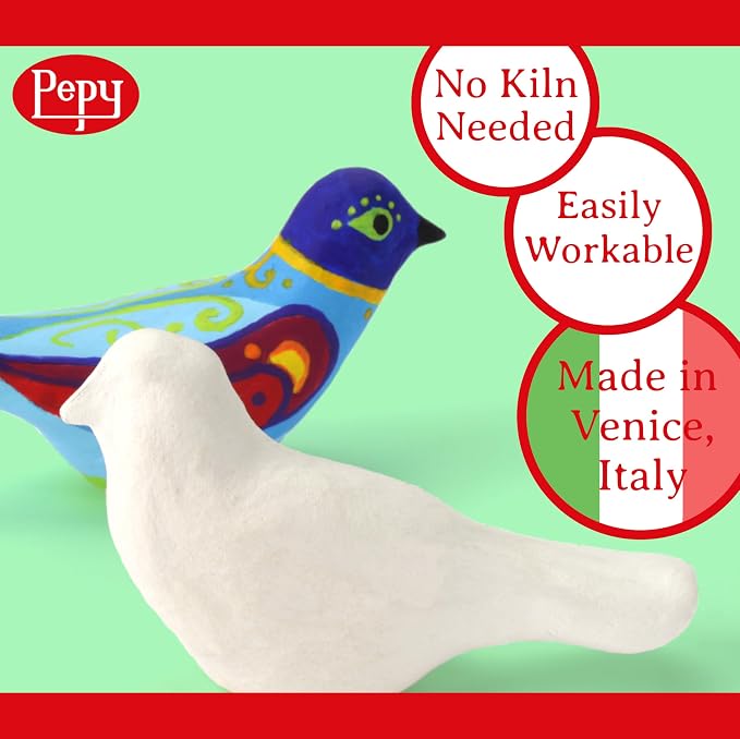 Pepy Premium European Air Dry Modeling Clay White 3 Pack 1.1 lb Bars, 3.3 lbs Total, Easy to Use Air-Hardening Clay for Classroom and Montessori Sculpting and Crafts Projects