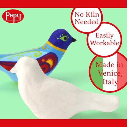 Pepy Premium European Air Dry Modeling Clay White 3 Pack 1.1 lb Bars, 3.3 lbs Total, Easy to Use Air-Hardening Clay for Classroom and Montessori Sculpting and Crafts Projects