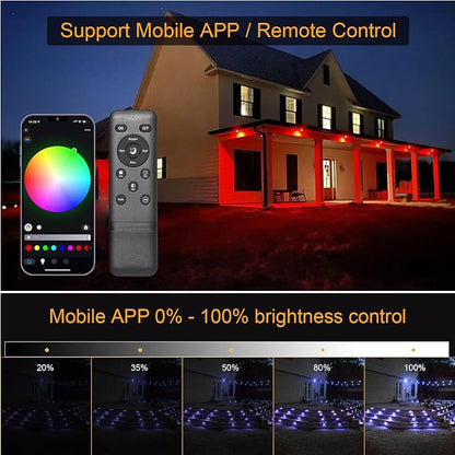 LED Deck Light Kit, 10pcs Φ1.77” WiFi Wireless Smart Phone Control Low Voltage Recessed RGBW Deck Lights with Remote, Voice Control, IP67 Waterproof Outdoor Path Stair Landscape Lighting, Black