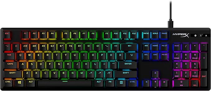 HyperX Alloy Origins PBT - Mechanical Gaming Keyboard, Keycaps, RGB Lighting, Compact, Aluminum Body, Adjustable Feet, Customizable with NGENUITY, Onboard Memory Clicky Switch, Black