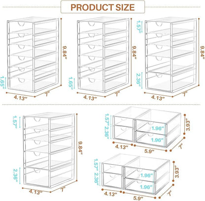 ARSTPEOE 30-Drawer Acrylic Storage & Makeup Organizer for Desk, Bath | Smooth-glide drawers, clear acrylic, stackable , dustproof, wipe-clean, for perler beads, rhinestones, googly eyes, lego bits