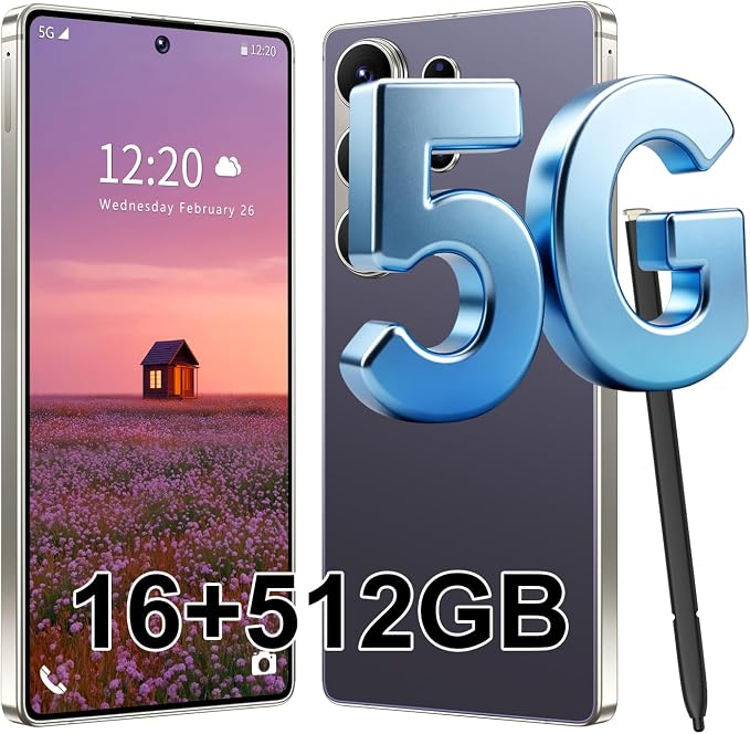 S26 Ultra 5G Unlocked Smartphone,16GB+512GB Cell Phone for Android 15, 6.99" Unlocked Cell Phone, 7000mAh, 68MP+108MP Dual Camera/Dual SIM/Fingerprint Lock/Face，Deep Purple