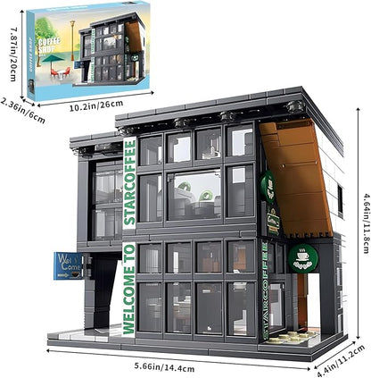 CSNRHG Coffee Shop Building Blocks Toys City Street View Architecture Model Set Birthday Age 6+ Children Teens Adult 581 Pieces