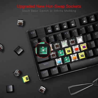Redragon K556 Wired RGB Mechanical Gaming Keyboard, 104-Key Aluminum Board | Rock-Solid Metal Build, 20 Backlits Immersive ESports Vibe, Hot-swap Comfortable Tactile Brown Switch for Long-Time Typing