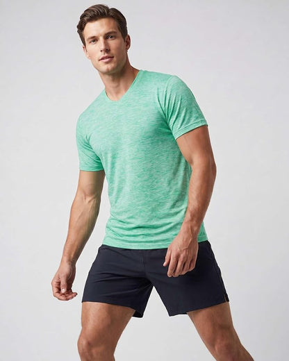 5 Pack Men's Dry Fit V Neck Gym Workout T Shirts Athletic Moisture Wicking | Cooling, Quick Dry, Breathable, Short Sleeve, Exercise, Cycling, Sports, Outdoor, Fitness, Golf, Crossfit, Hiking, Tennis