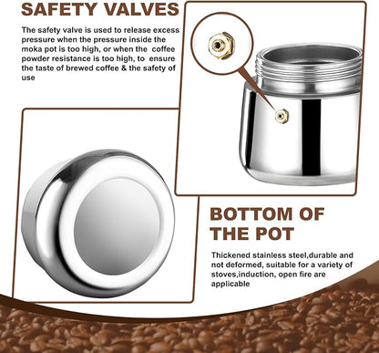 12 Cup Stovetop Espresso Maker Stainless Steel Moka Pot Stove Top Percolator Italian Coffee Makers Capable Mocha Greca Machine Cafe Classic Induction Cookers for Home and Camping 600ml 20oz