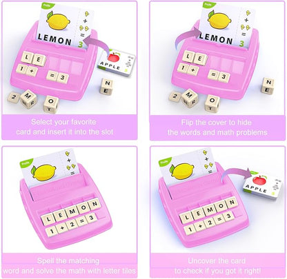 Ondalis Toys for 3-8 Year Olds Girls, Matching Letter Spelling Games for Kids Ages 3-8 Preschool Learning Educational Toys for Kids Birthday Gifts for 3-8 Year Olds Girls Pink